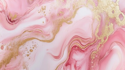 Elegant abstract wallpaper in pink and gold marble design Large dimensions