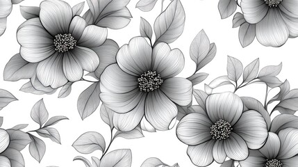 Seamless monochrome floral pattern for greeting cards backgrounds and price tags