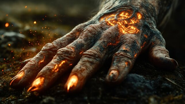 Burning Hand  Fiery Skin  Fantasy Monster  Dark Magic  Halloween  Horror  Creature  Monste