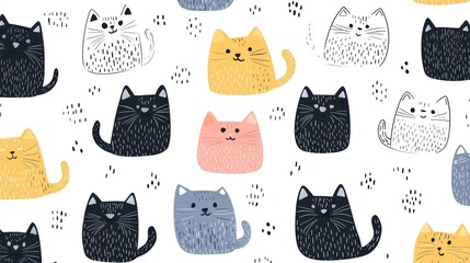 Cute Cartoon Cats Pattern
