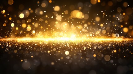 Obraz premium Golden Glitter Background with Sparkling Lights and Bokeh Effect