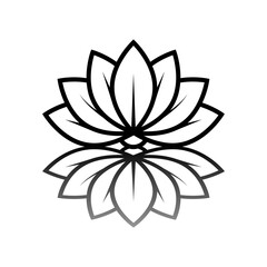 black and white flower lotus icon
