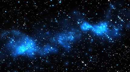 Obraz premium 3D cartoon rendering featuring shimmering blue star particles in motion against a black background showcasing galactic starlight and a nebula in space