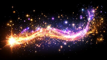 Fototapeta premium Sparkling Light Trail and Stars Abstract Background