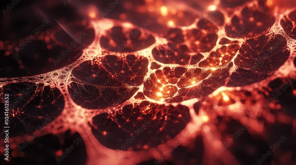 Poster glowing red fractal lines create a captivating fantasy texture this digital artwork showcases intric