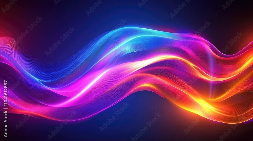 Poster fluid neon warm light colorful wave motion futuristic concept glowing moving lines with copy space n