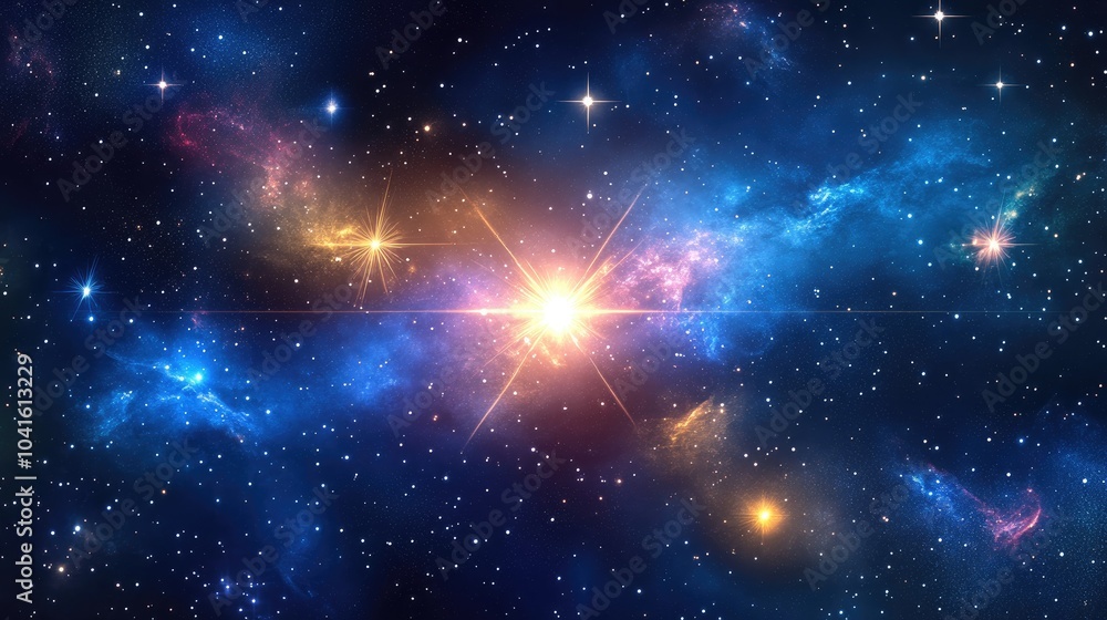 Poster cosmic background with realistic stars in an interstellar scene