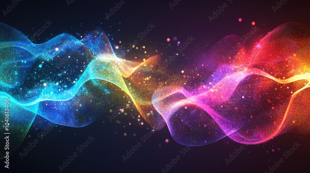 Poster multicolored abstract background featuring laser lights ideal for design use showcasing dynamic wave