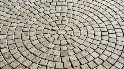 Background texture of paving slabs in circles Forced Perspective