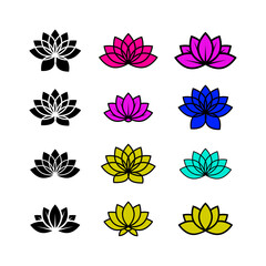 set of lotus flowers icon