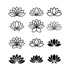 Lotus icon vector set