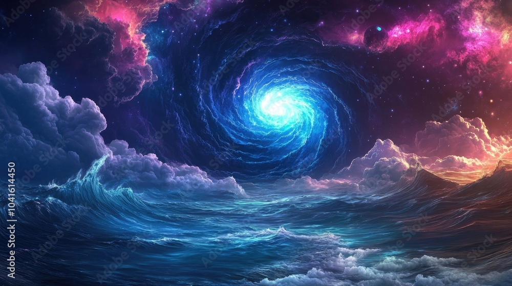 Fototapete colorful graphics for a science fiction wallpaper featuring a 3d cartoon rendering of a black hole s