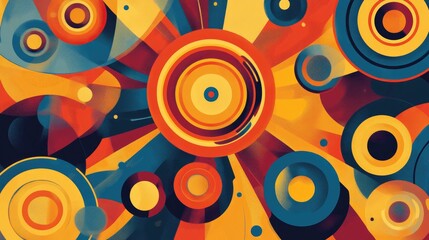 Abstract radial geometric pattern featuring concentric shapes and elements
