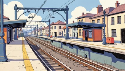 A Quiet Train Station Scene The Serenity of Travel and Architecture in a Charming Railway Setting