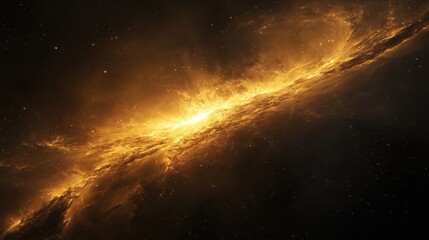 Obraz premium Golden Illumination in Dark Space Scene