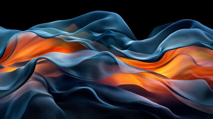 Obraz premium Abstract Blue and Orange Swirling Fabric Background