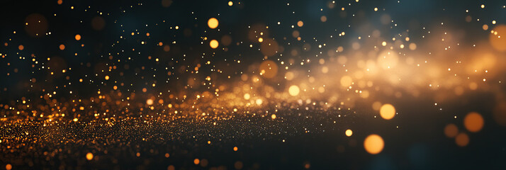 Fototapeta premium Sparkling Golden Particles on a Luxurious Dark Backdrop