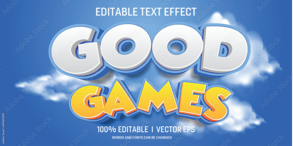 Poster editable good game vector text effect with modern style design