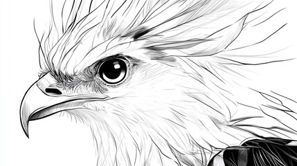 Line art of a secretary bird