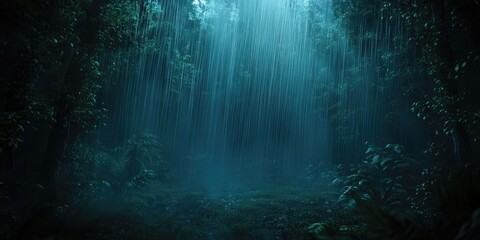 Rain-soaked forest scene captured in vivid colors, highlighting the beauty of nature, Vibrant rainforest landscape showcasing the splendor of nature