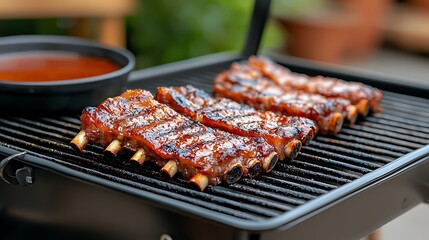 Sizzling bbq ribs on the grill a mouthwatering experience for meat lovers and grilling enthusiasts alike