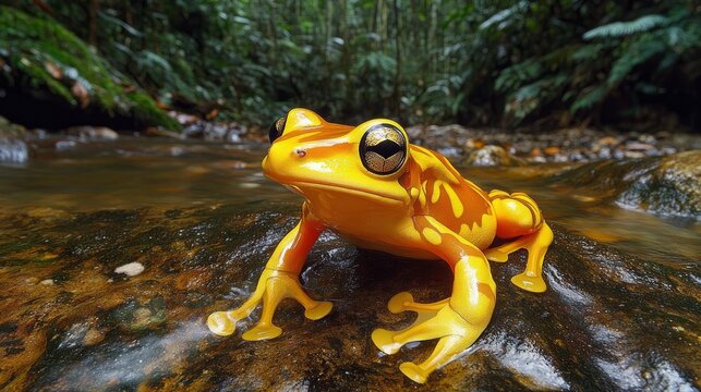 The Panamanian golden frog (Atelopus zeteki) is a species of toad endemic to Panama. inhabit the streams along the mountainous slopes of the Cordilleran cloud forests of west-central Panama.