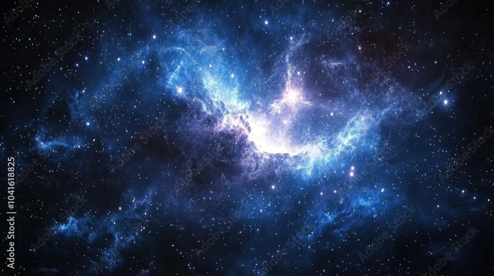 Poster abstract blue star universe space background featuring a 3d cartoon rendering of a nebula and shinin