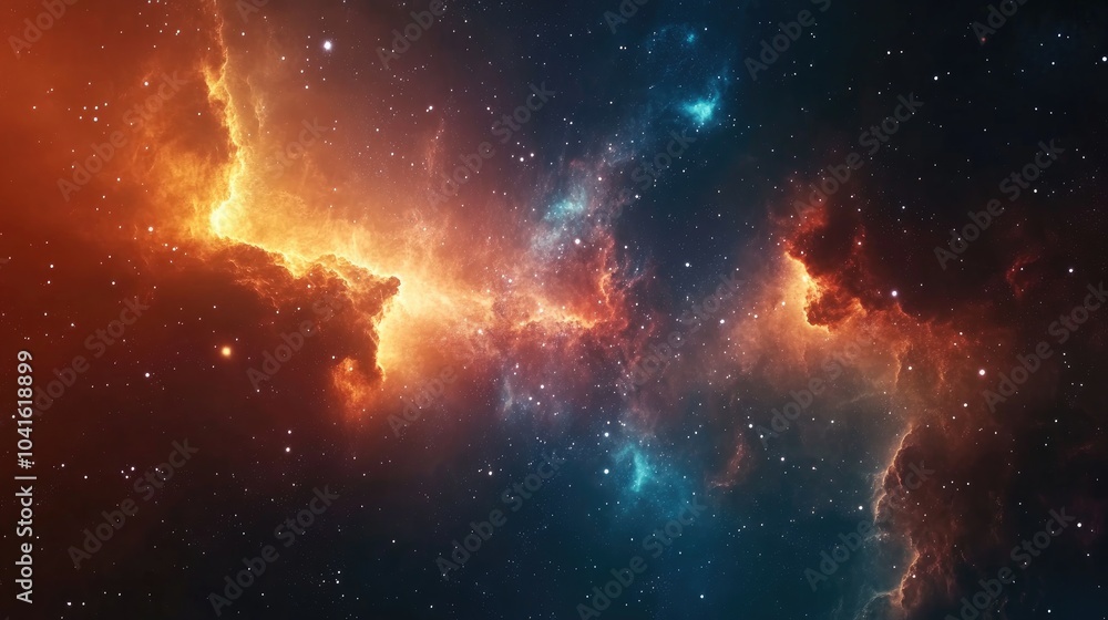Poster galaxy and nebula in a 3d cartoon rendering abstract space background
