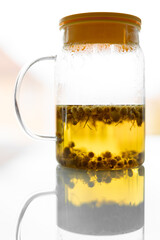 Chamomile Tea in a Glass Teapot