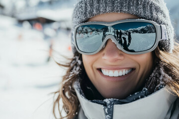 Fancy winter resort ski snowboard sports active leisure family friends leisure, Generative AI