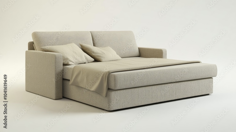 Poster 3d rendering of a versatile sofa bed design