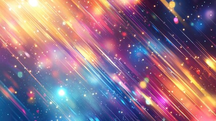 Abstract shiny background featuring colorful glowing lights in a glossy 2D illustration style