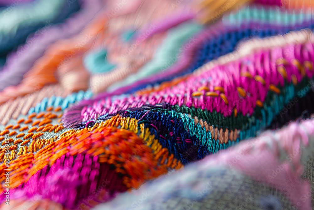Aufkleber a skilled artisan focuses on embroidering a intricate pattern generative ai image