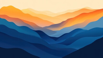 A background showcasing gradient blends that shift from deep blues to warm oranges, reflecting the beauty of a sunrise over mountains. 