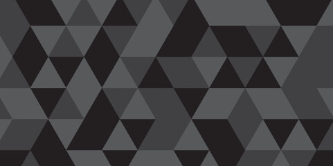 Abstract geometric black and gray cube background seamless mosaic and low polygon triangle texture wallpaper. geometric digital grayscale diamond overlap retro triangular business texture background.