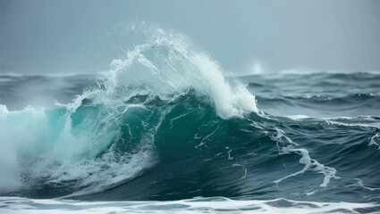 Ocean water background with foam. Ocean water splash. Not a calm