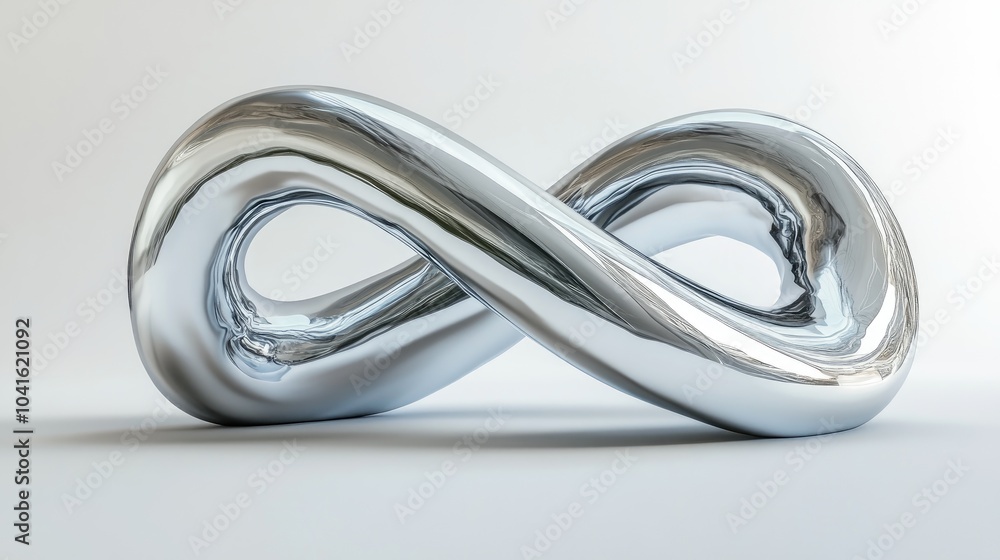 Poster isolated metallic tangled line shape featuring a futuristic curved design element with a bent chrome