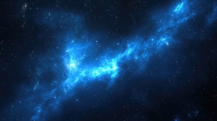 Blue space nebula in a 3D cartoon rendering High quality photo