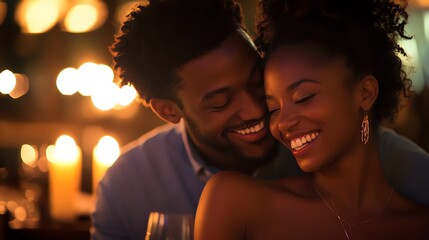 An illustration of a couple having a romantic meal and wine in a restaurant with soft glow lighting, valentines day concept