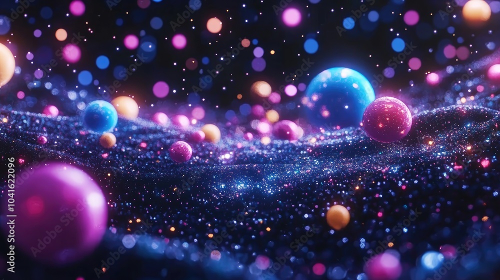 Poster colorful and beautiful space background depicted in a 3d cartoon rendering starry outer space textur