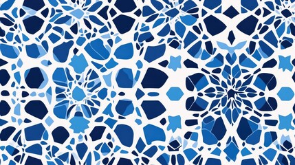 Fototapeta premium Seamless geometric tile pattern in shades of blue