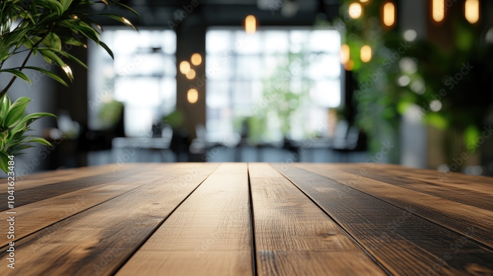 Poster 3d rendering of a table top with a blurred office background