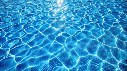 Blue pool liner with ripples created by sunlight reflections