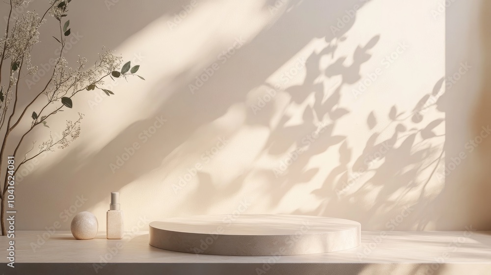 Poster 3d rendering of an abstract podium with a minimalist background featuring a countertop display and s
