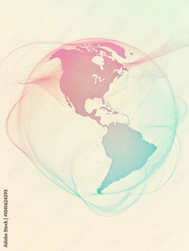 Poster the outline of a globe conveys the concept of international travel, emphasizing global connections a