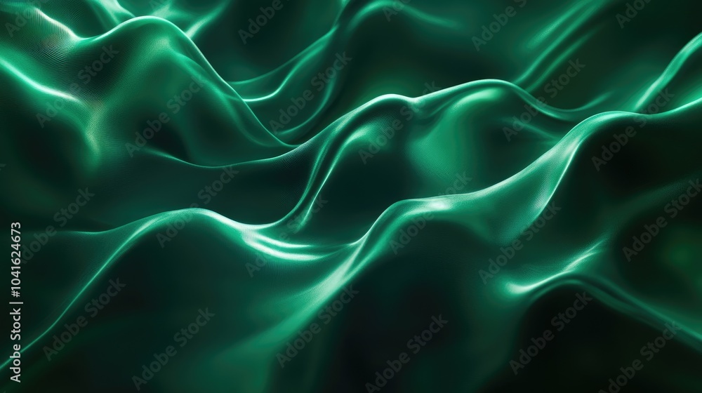 Poster abstract background featuring blurred neon light rays in dark green ideal for computer graphics webs