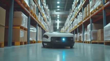 Obraz premium AI-Driven Smart Warehouse with Robotic Automation for Efficient Inventory Management and Logistics