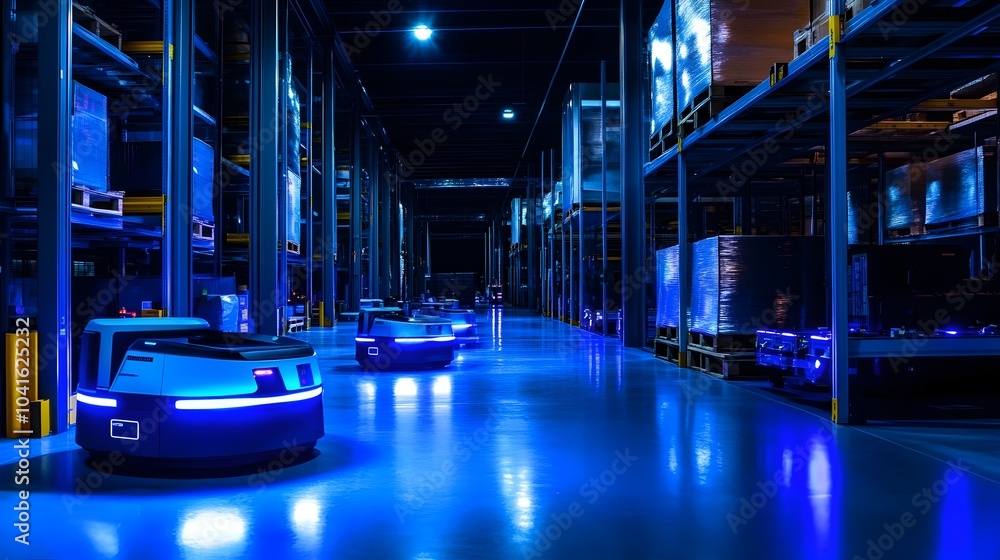 Aufkleber automated smart warehouse robots collaborating in advanced logistics system