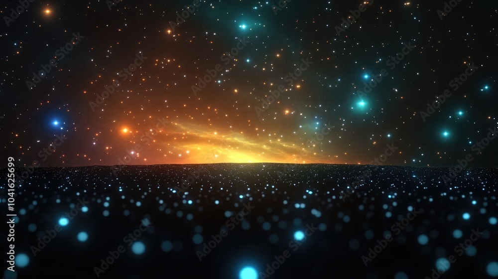 Poster beautiful space background with stardust and stars in a 3d cartoon rendering deep far space featurin