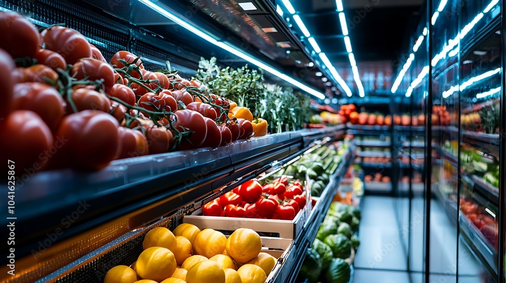 Poster exploring food traceability how blockchain technology ensures freshness and safety in grocery supply